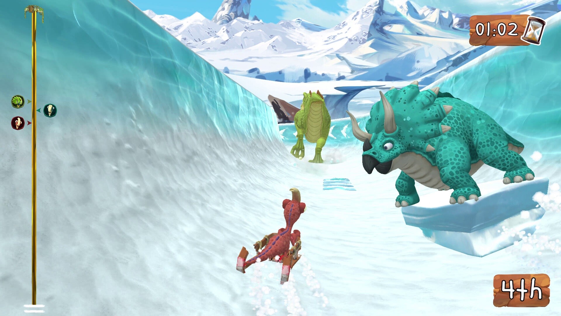 Bobsleigh mini-game in Gigantosaurus: Dino Sports